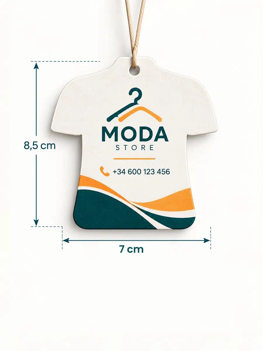 Ambientador personalizado con forma de camiseta, 8,5 × 7 cm
