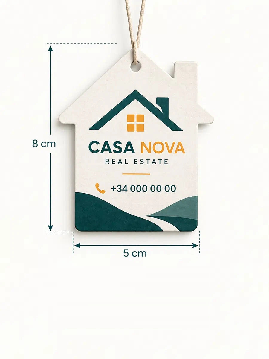 Ambientador personalizado con forma de casa, 8 × 5 cm