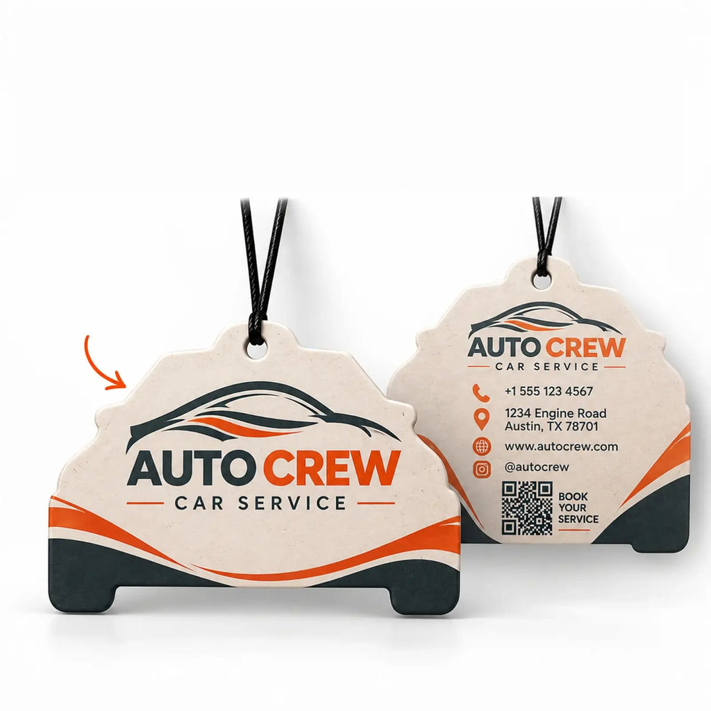 Ambientadores de coche personalizados con forma de coche, impresos a doble cara con su logotipo