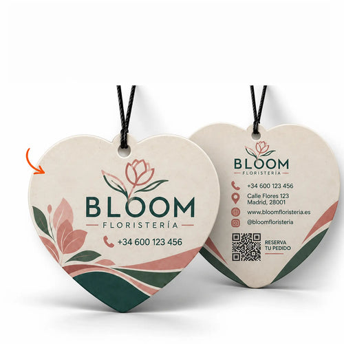 Ambientadores de coche personalizados con forma de corazón, impresos a doble cara con su logotipo