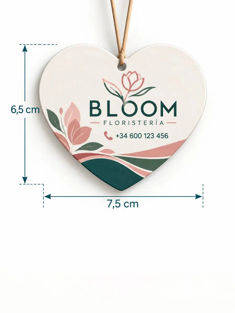 Ambientador personalizado con forma de corazón, 6,5 × 7,5 cm