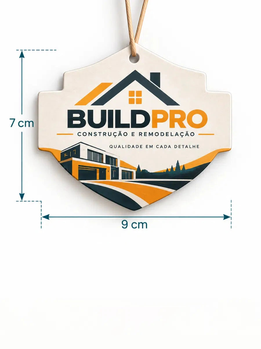 Ambientador personalizado con forma de emblema, 7 × 9 cm