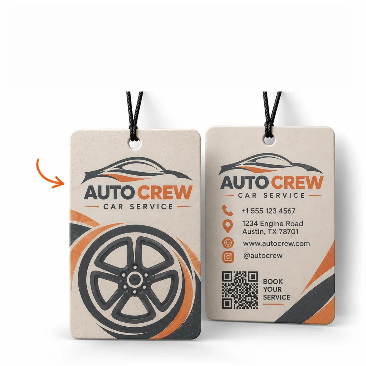 Ambientadores de coche personalizados con forma rectangular, impresos a doble cara con su logotipo